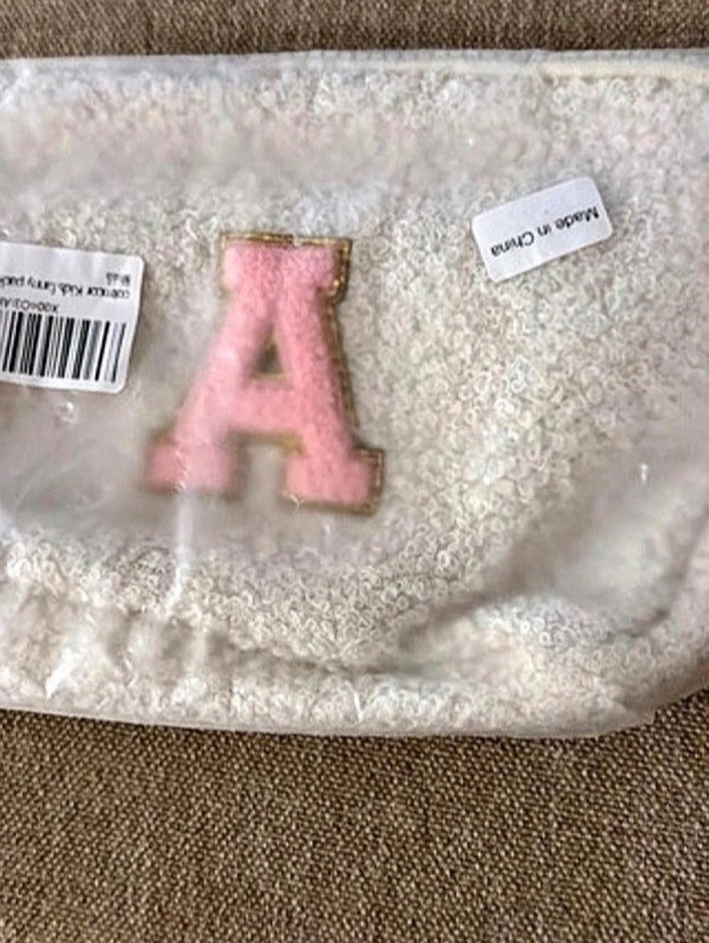 Monogram plush Fanny pack A Pouch in White & Pink NWT